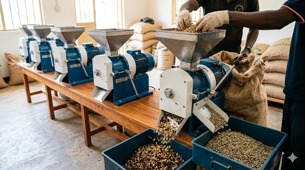 parchment coffee huller for lab use