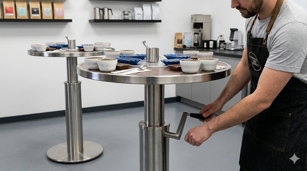adjustable coffee cupping table for roasters